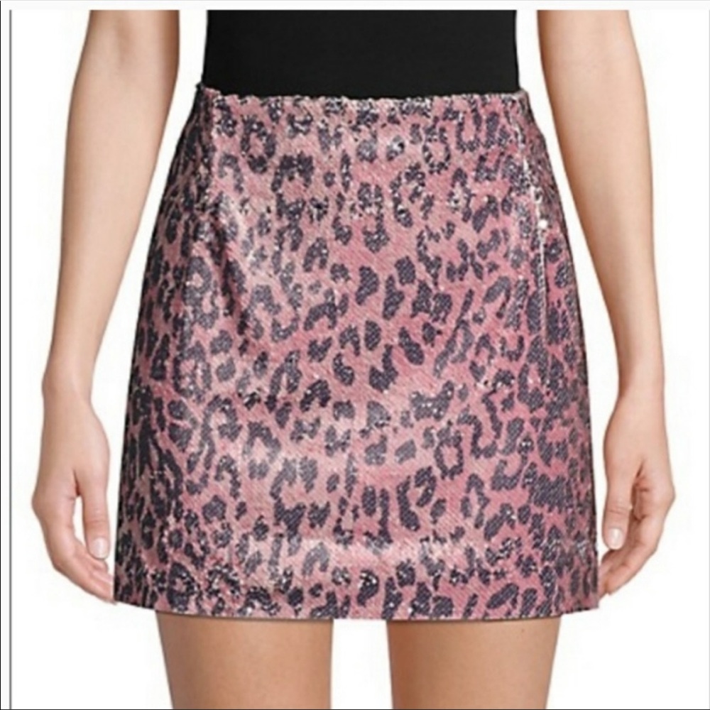 Free people pink leopard print skirt NWT